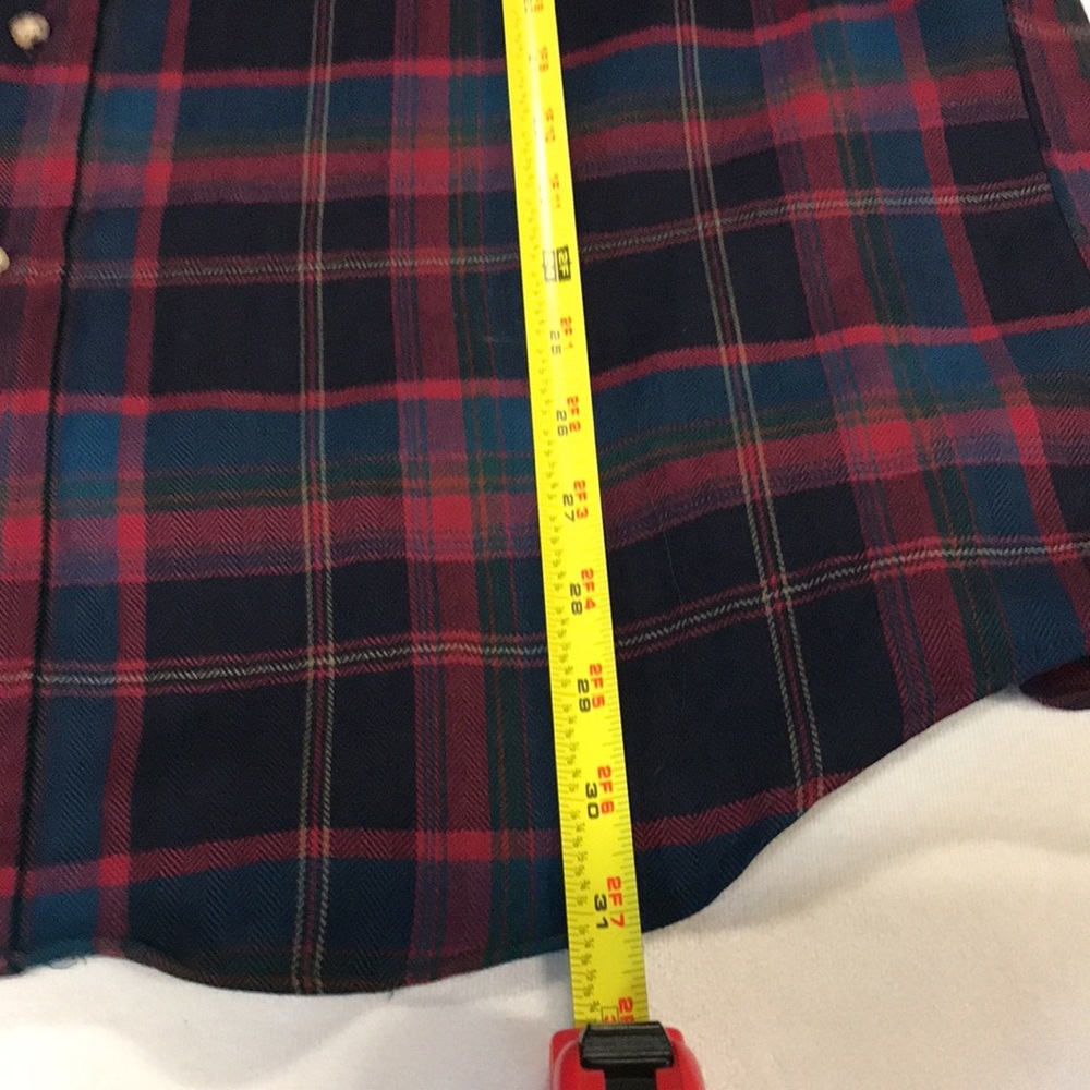 Sir Pendleton pure virgin wool button up shirt men’s XL plaid blue red•FLAW - Picture 8 of 12